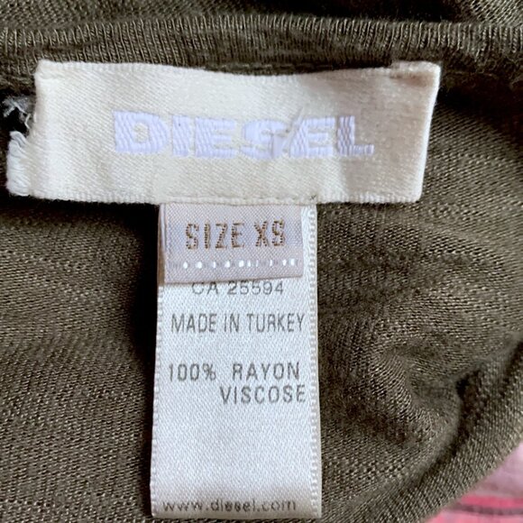 DIESEL / Multi layers asymmetric tank top Kaki Green with leaves print - XS - Picture 8 of 9